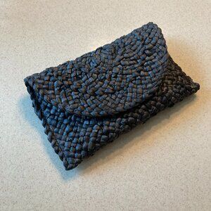 Woven Straw Clutch - Solid Black - NWOT - Envelope Bag